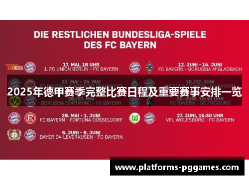 2025年德甲赛季完整比赛日程及重要赛事安排一览